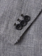 J. Mueser - Waverly Herringbone Linen and Wool-Blend Blazer - Blue