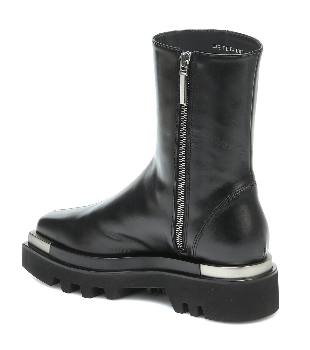 靴 Peter Do COMBATBOOT WITH SILVER LTIP Peter Do Leather Combat Boots with Metal Tips - Size 41
