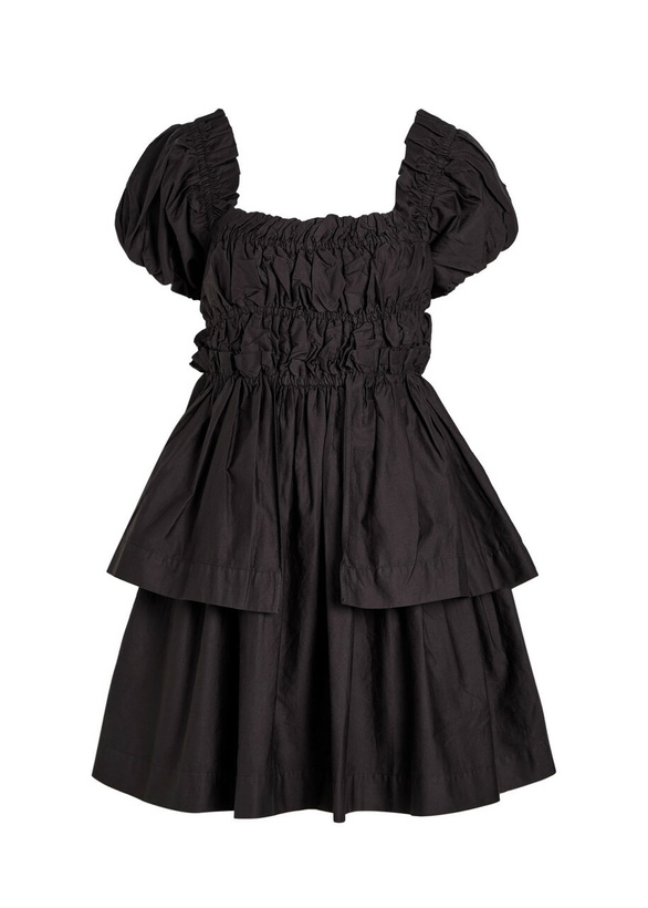 Photo: Damson Madder Lyza Ruffled Cotton Mini Dress Black