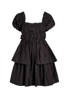 Damson Madder Lyza Ruffled Cotton Mini Dress Black