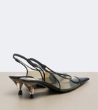 Saint Laurent Fanny leather-trimmed slingback pumps