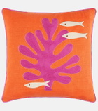 Jonathan Adler Playa Coral linen cushion