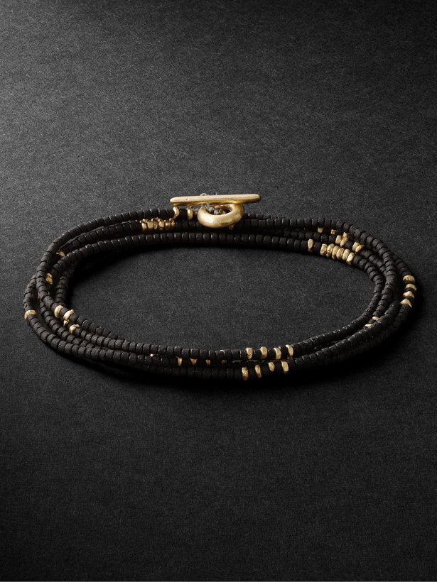 Photo: M. Cohen - Gold Beaded Wrap Bracelet - Black