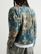 KAPITAL - Java Kasuri Jacquard-Trimmed Printed Fleece Sweatshirt - Blue