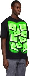 Acne Studios Black & Green Ellison Tone Face T-Shirt