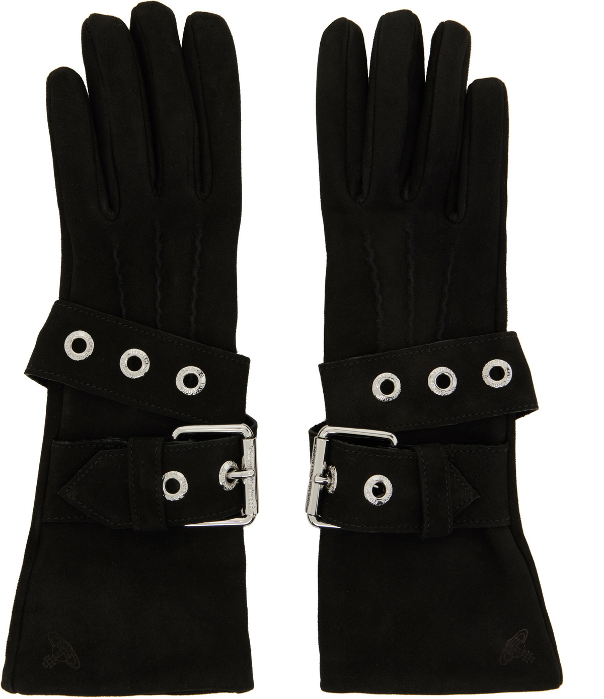 Vivienne Westwood Black Leather Logo Gloves Vivienne Westwood
