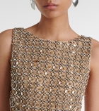 Là Fuori Gilded crystal-embellished minidress