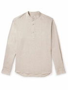 Agnona - Grandad-Collar Linen Shirt - Neutrals