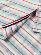 Thom Browne - Cotton-Blend Poplin Trimmed Striped Stretch-Linen Jersey Polo Shirt - Blue