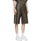 Givenchy Khaki Leather Bonded Bermuda Shorts