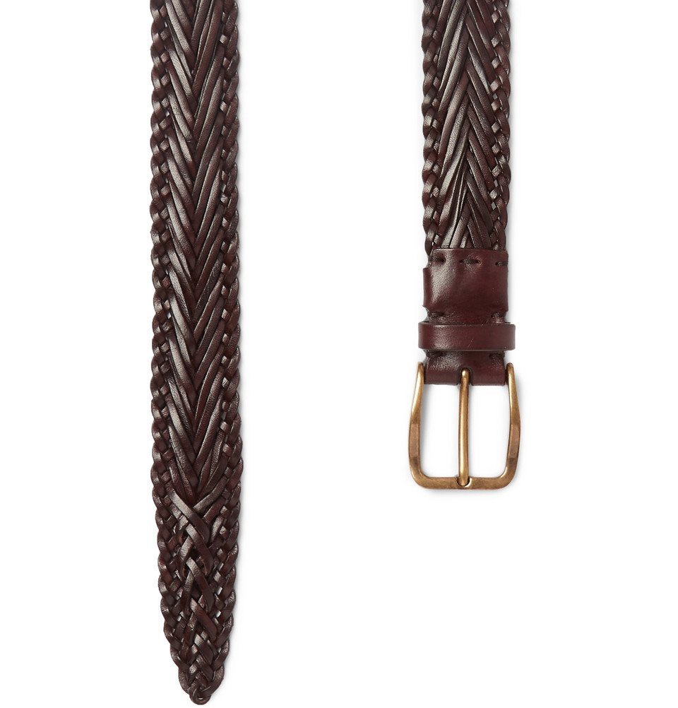 Brunello Cucinelli - 3.5cm Dark-Brown Woven Leather Belt - Men - Brown  Brunello Cucinelli