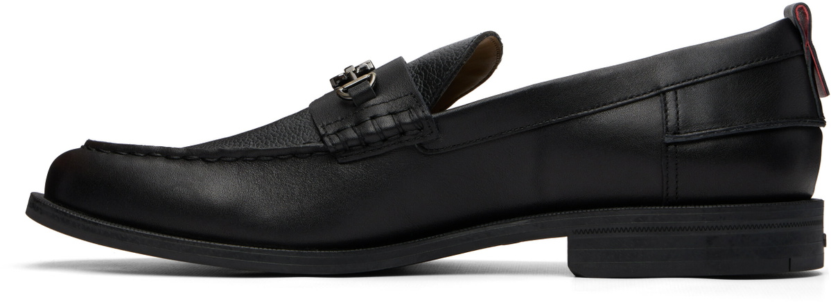 Hugo Black Stacked-Logo Bit Loafers