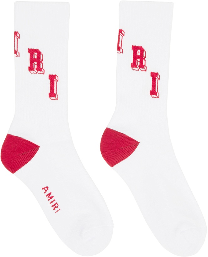 Photo: AMIRI White & Red Collegiate Socks