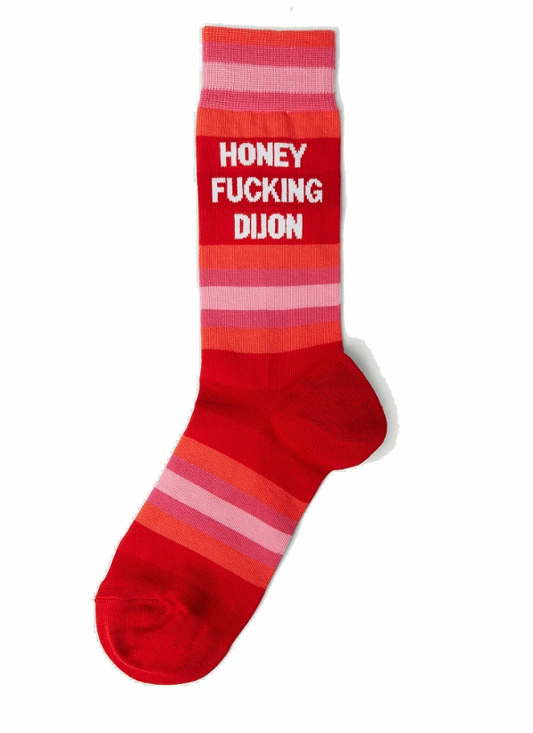 Photo: Striped Logo Socks in Red