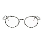 Thom Browne Silver and Tortoiseshell Round Glasses