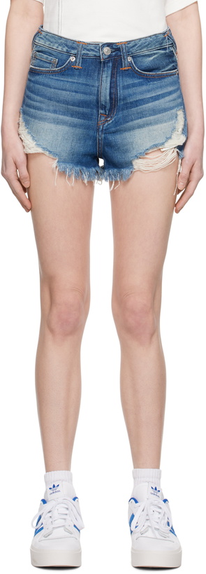 Photo: Evisu Blue Printed Denim Shorts