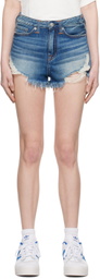Evisu Blue Printed Denim Shorts