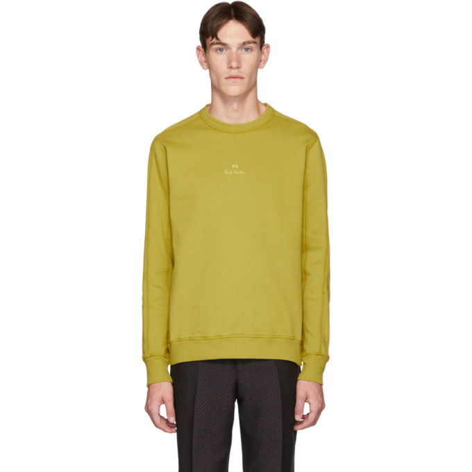 Photo: PS by Paul Smith Yellow Garment-Dye Logo Regular-Fit Sweatshirt