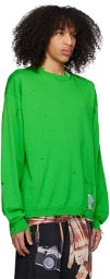 Miharayasuhiro Green Distressed Sweater