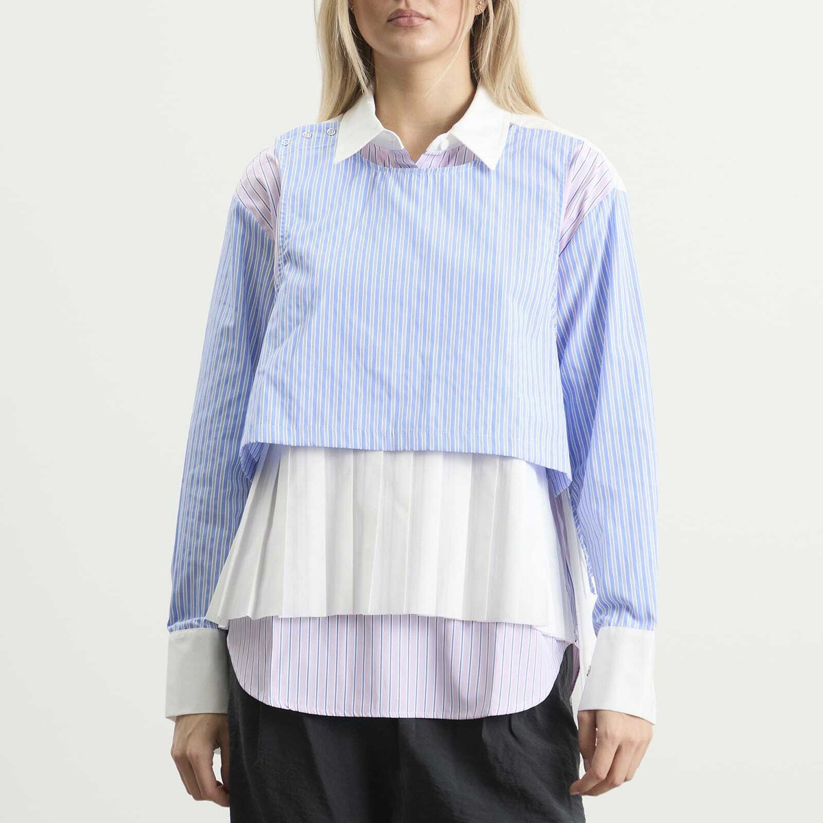 STEL Women's layered shirt in Pink/Blue Stp