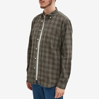 Portuguese Flannel Men's Mill Check Flannel Shirt in Grey/Brown