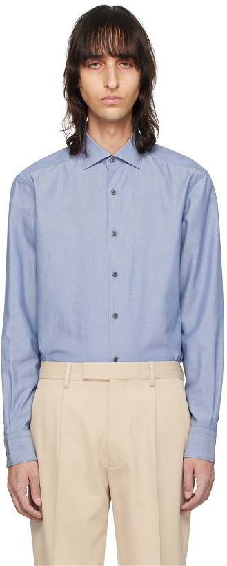 Photo: ZEGNA Blue Buttoned Long Sleeve Shirt