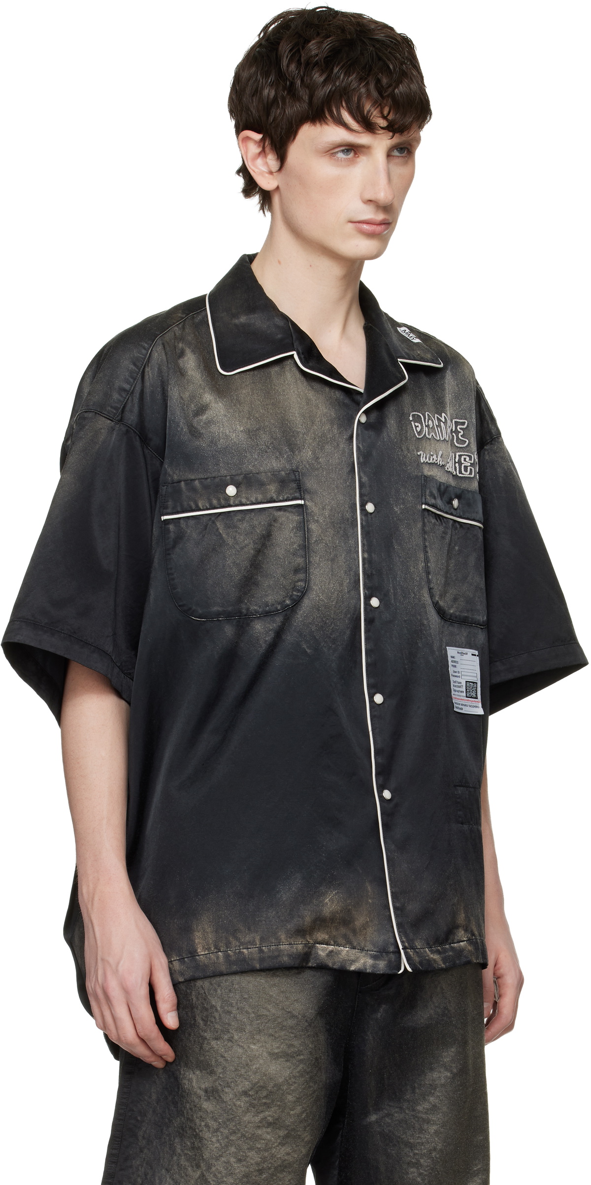 Maison MIHARA YASUHIRO Black Sun Faded Like Satin Shirt