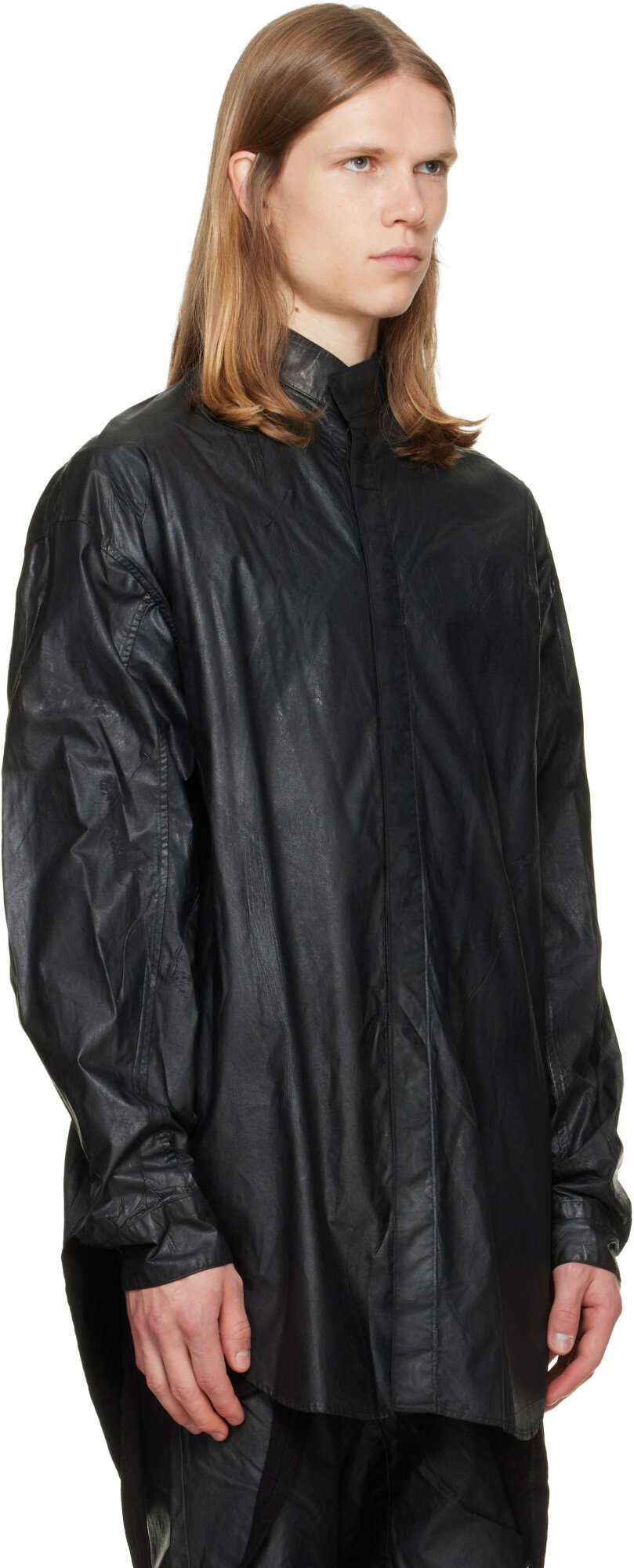 Julius Black Coated Big Shirt
