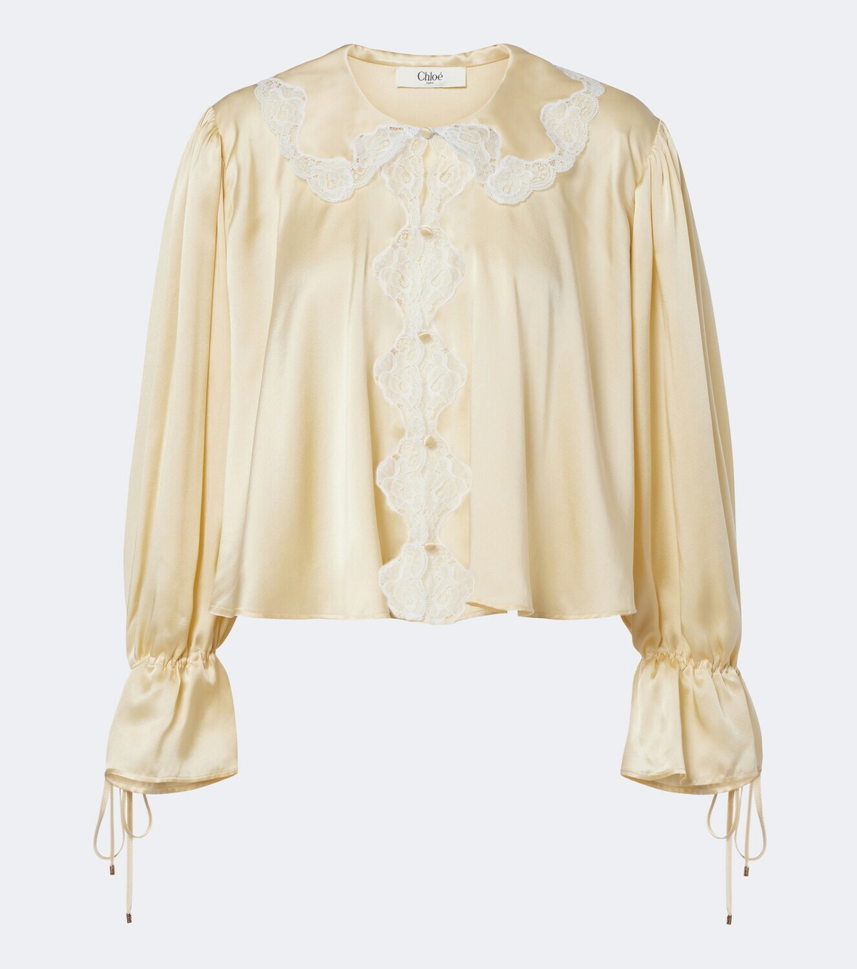Chloé Lace-trimmed silk satin blouse