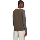 Stussy Brown and Taupe Panel V-Neck Sweatshirt