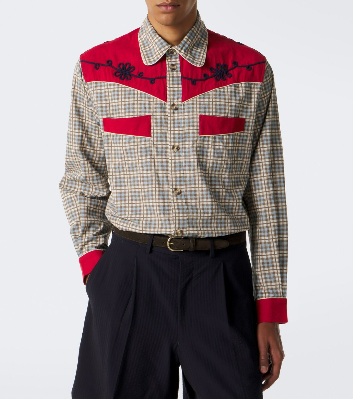 Bode River City checked cotton poplin Western shirt