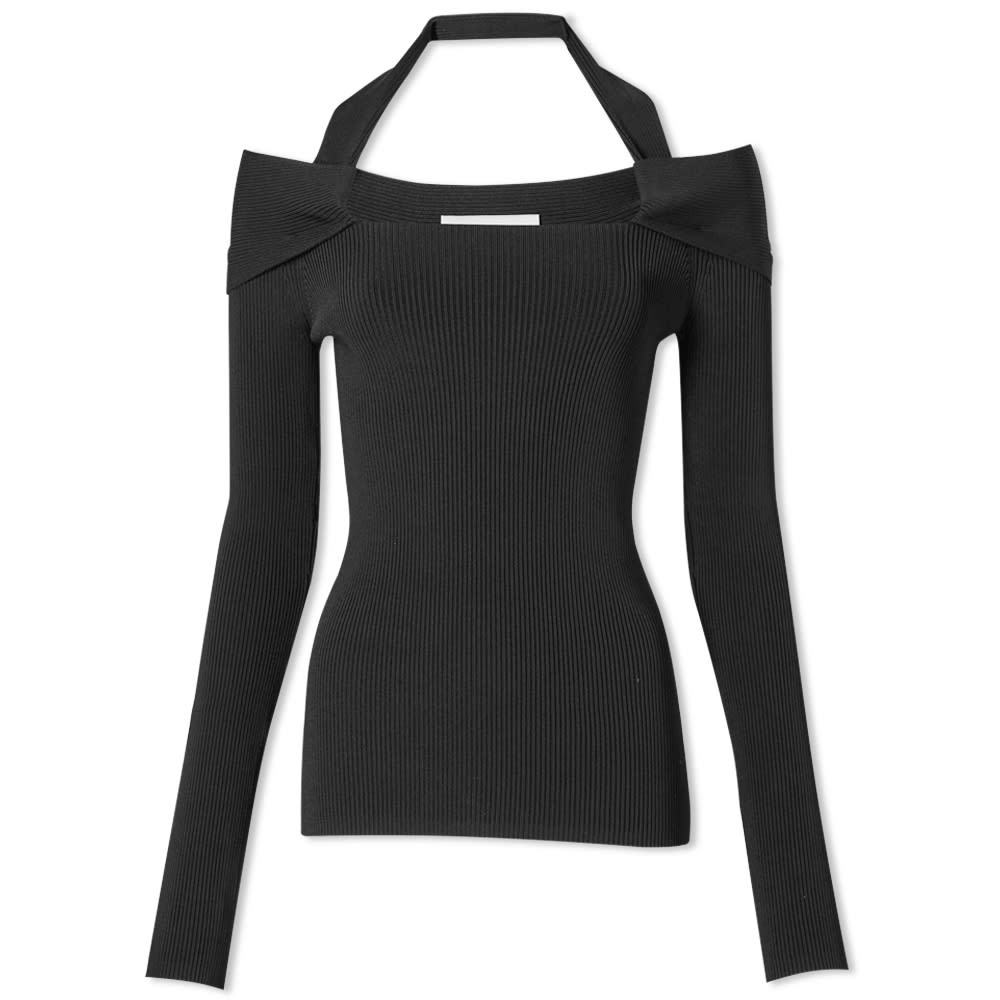 Black Cut Out Viscose Knit Top