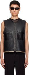 Our Legacy Black Patch Pocket Reversible Leather Vest