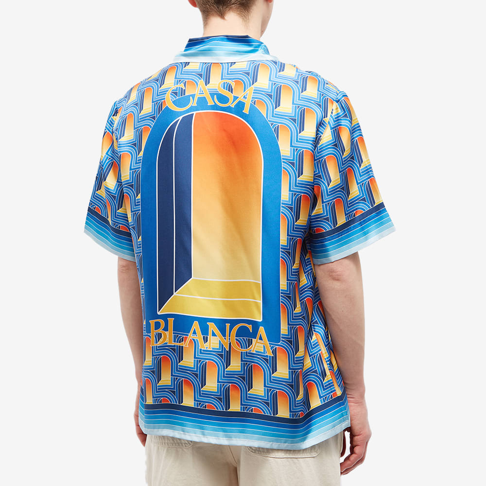 Casablanca Men's L'Arche De Nuit Short Sleeve Silk Shirt in Blue/Yellow ...