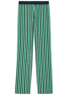 Simkhai Brenner Striped Straight-leg Knit Trousers Green