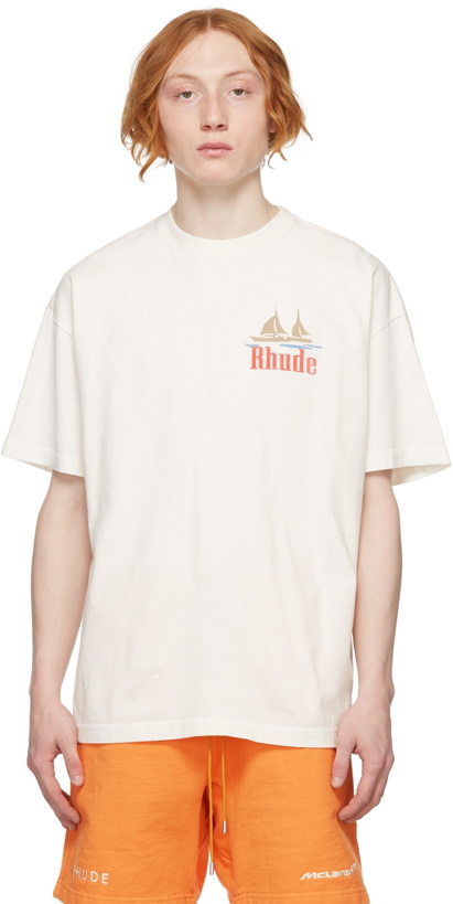 Photo: Rhude Off-White 'Monaco 22' Logo T-Shirt