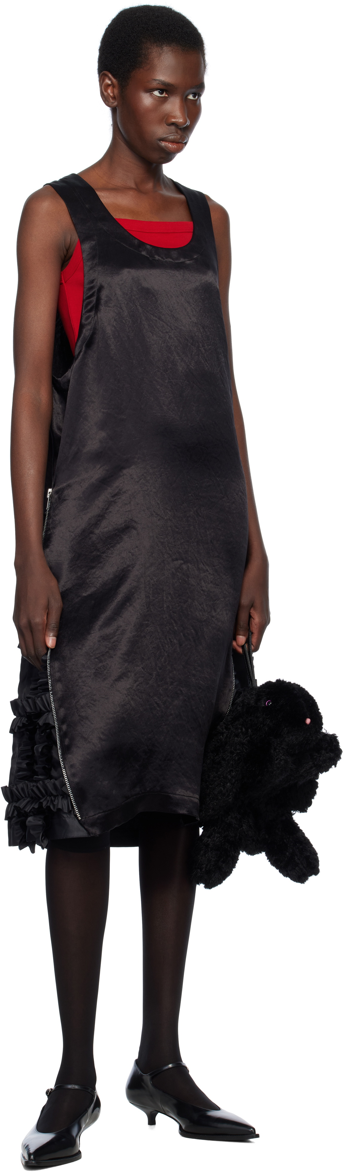 Black Comme des Garçons Black Taffeta Frill Midi Dress