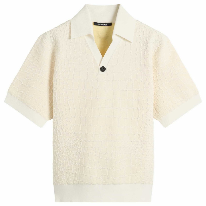 Photo: Jacquemus Men's Croc Effect Comapct Polo Shirt in Off-White