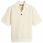 Jacquemus Men's Croc Effect Comapct Polo Shirt in Off-White