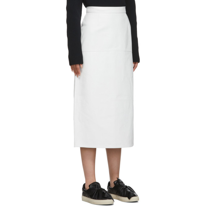 Ports 1961 White Long Leather Skirt