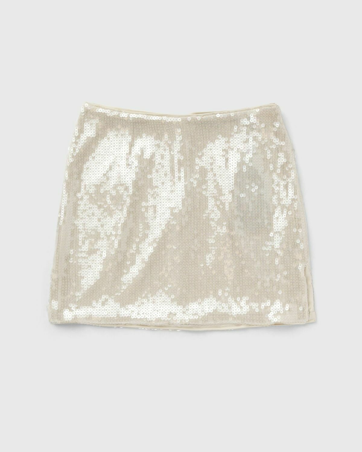 Rotate Birger Christensen Sequins Mini Skirt Beige Skirts