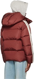 Palm Angels Burgundy Embroidered Down Jacket
