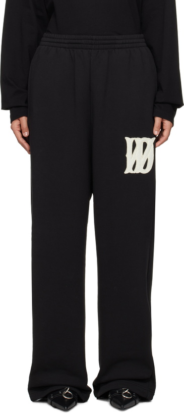 Photo: We11done Black Bouclé Letter Logo Wide Lounge Pants