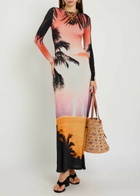 Rabanne Printed Embellished Stretch-jersey Maxi Dress Orange