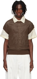 System Brown Cap Sleeve Knit T-shirt