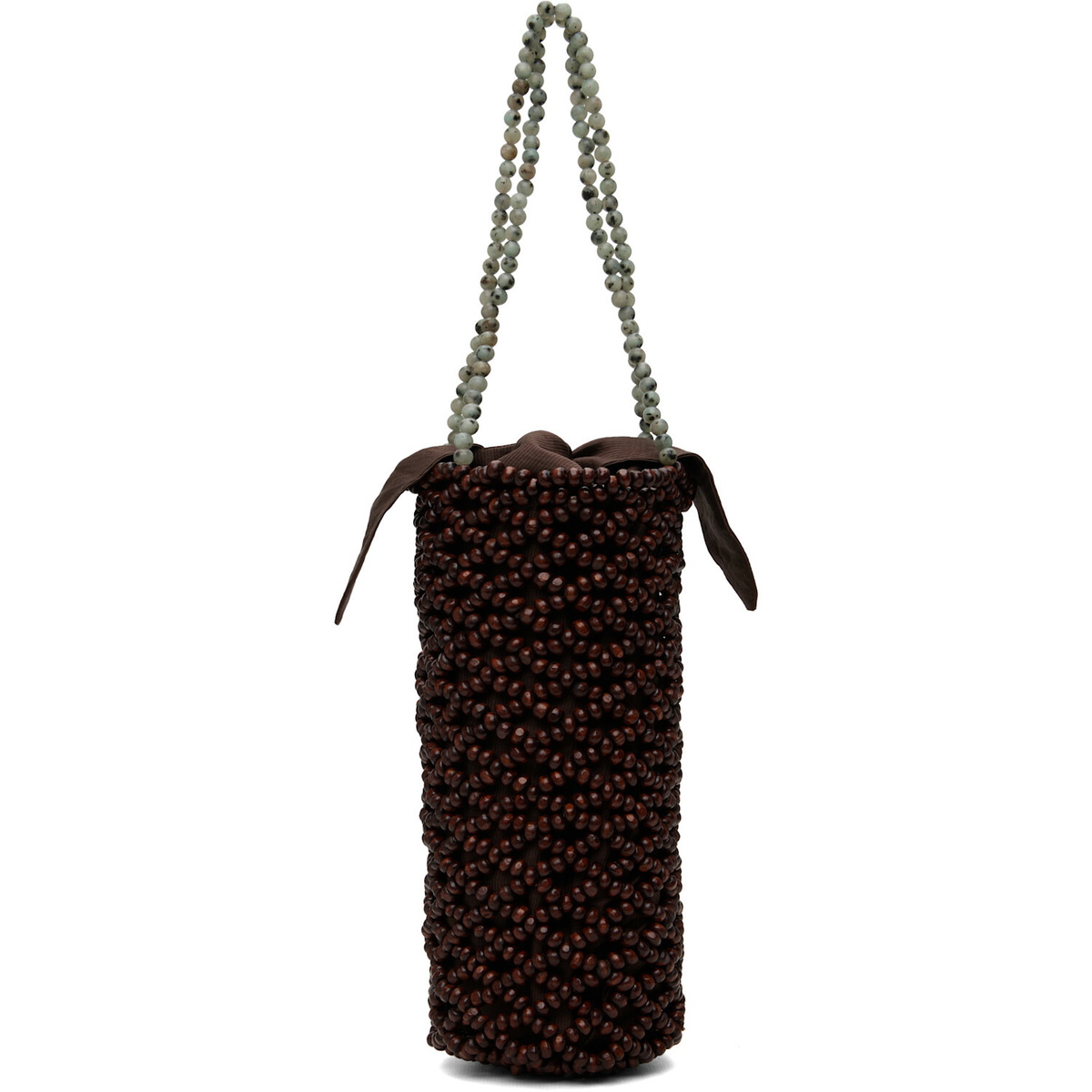 Cordera Brown Handmade Wooden Beaded Bag