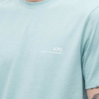 A.P.C. Men's Item Logo T-Shirt in Turquoise Melange