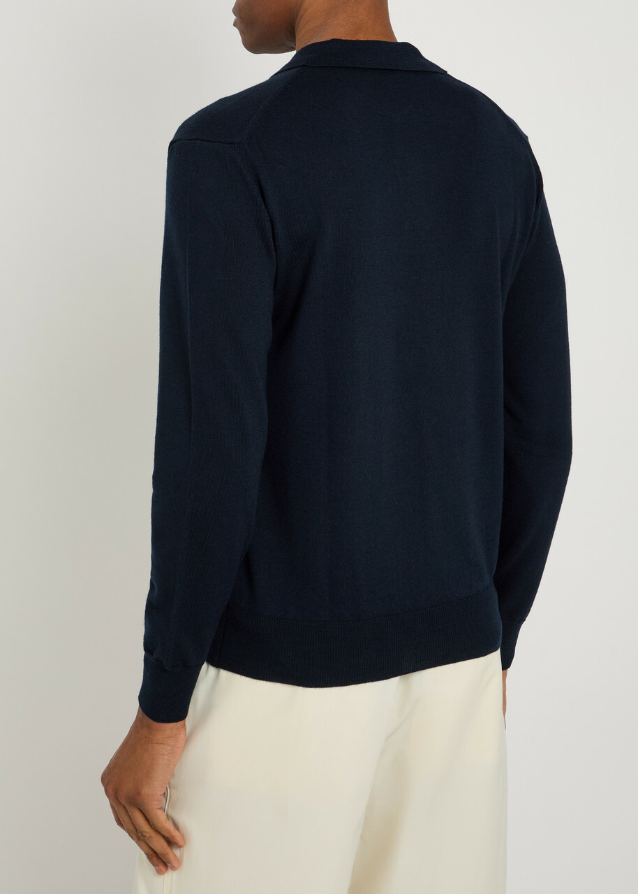 Aurélien Wool Polo Shirt Navy