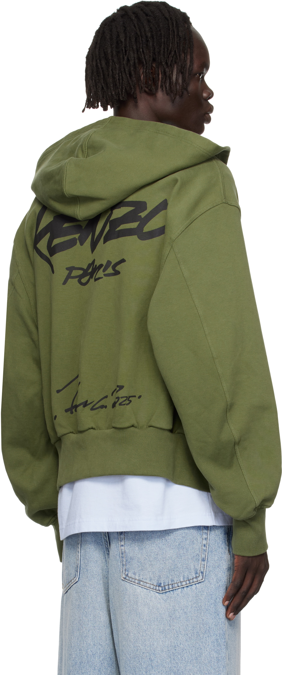 Kenzo Khaki Kenzo Paris Futura 2000 Edition Boxy Full-Zip Hoodie