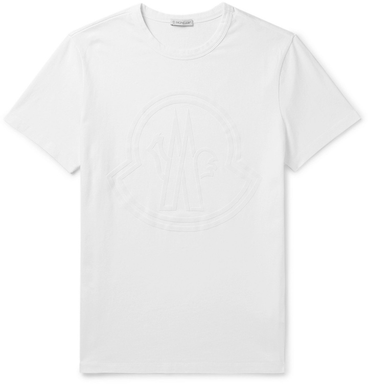 Photo: Moncler - Logo-Flocked Cotton-Jersey T-Shirt - White